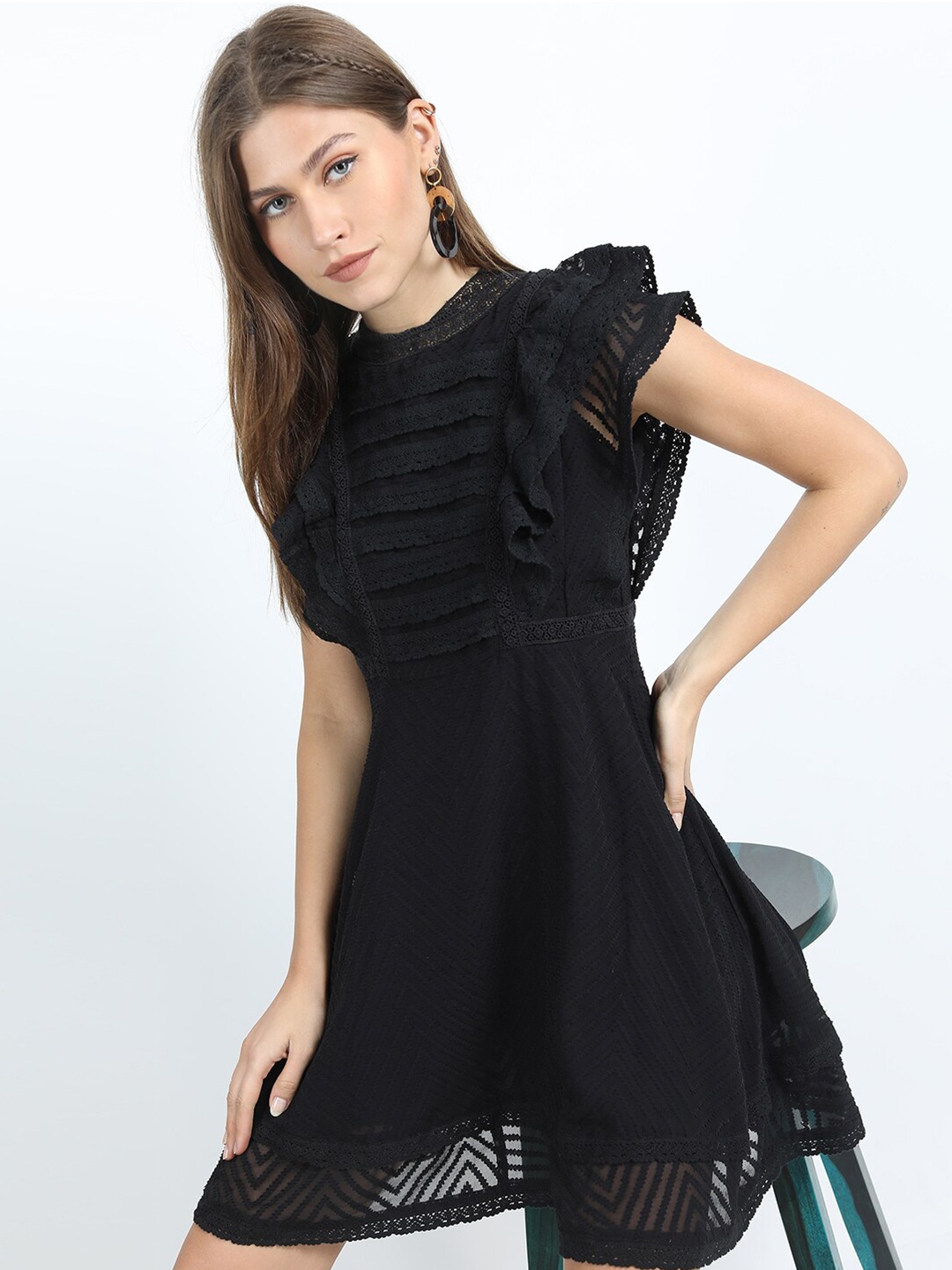 

Tokyo Talkies Black Georgette Dress