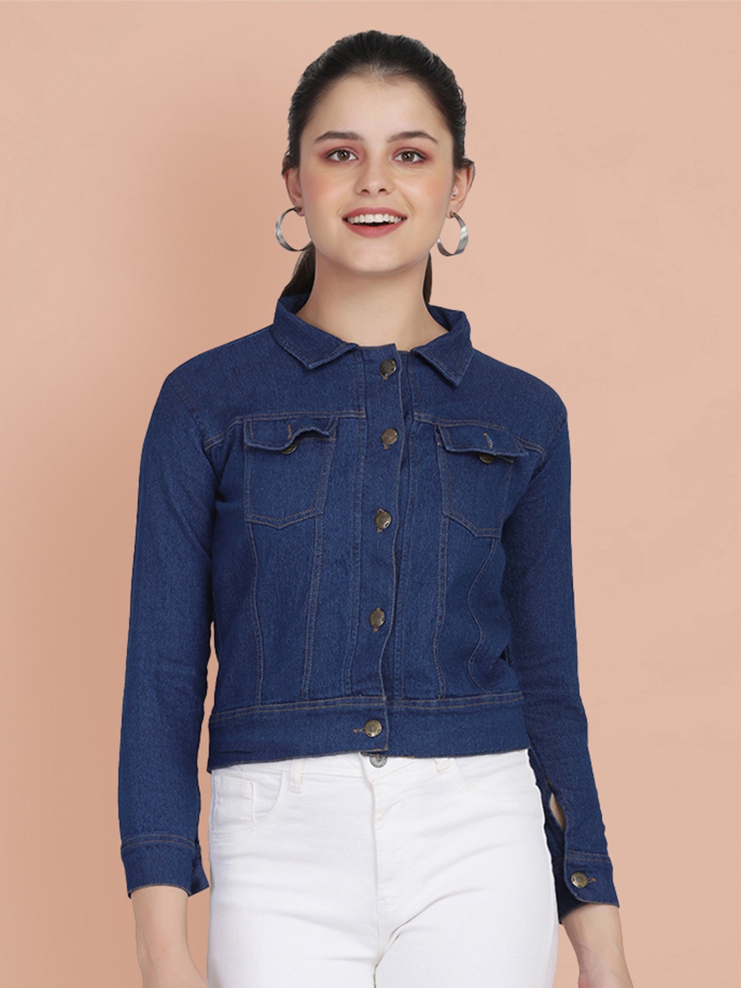 

BUY NEW TREND Women Blue Lightweight Crop Denim Jacket