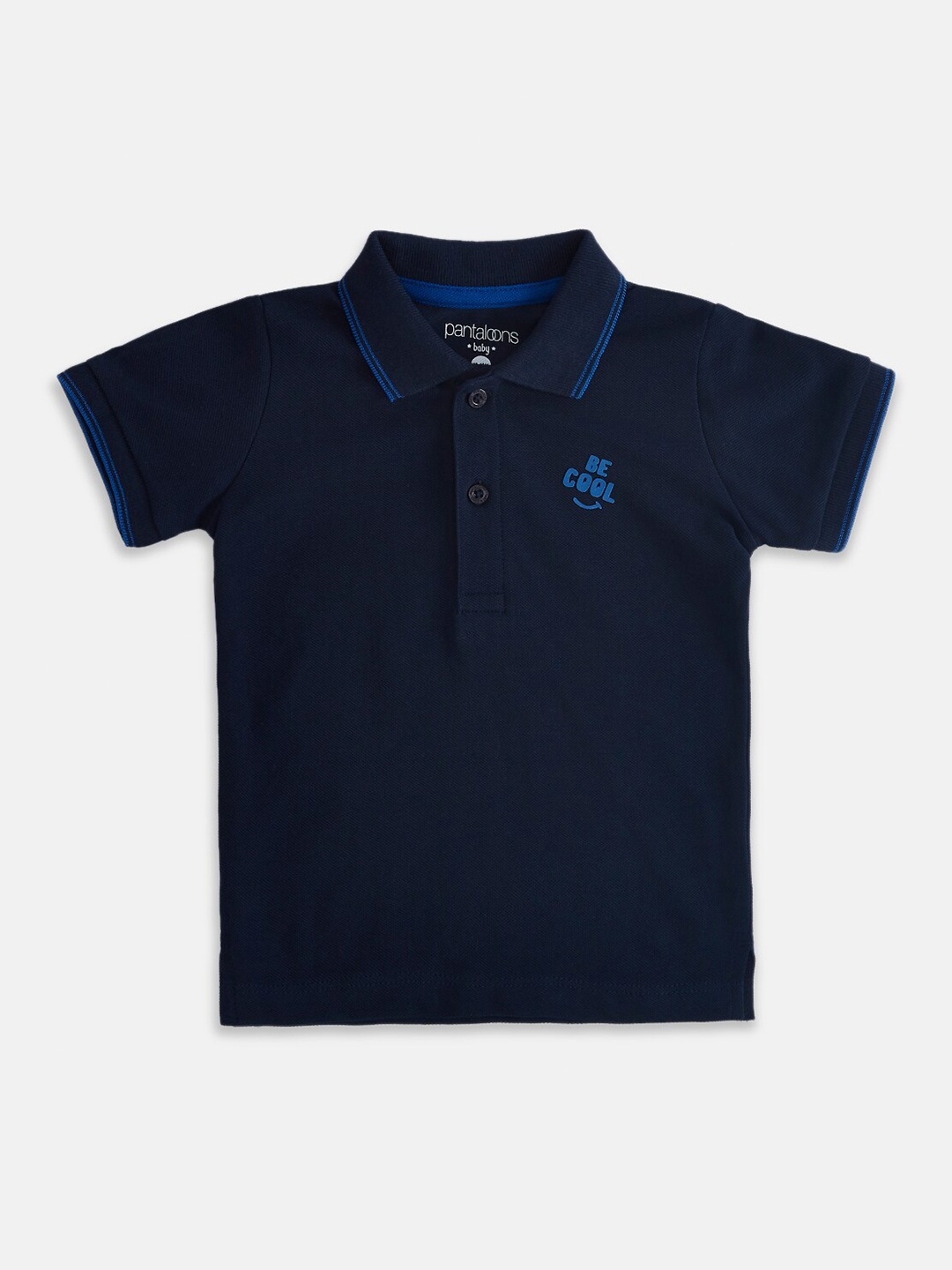 

Pantaloons Baby Boys Navy Blue Polo Collar Cotton T-shirt