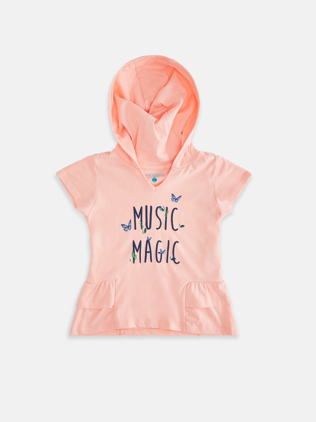 

Pantaloons Baby Girls Peach-Coloured Typography Printed T-shirt