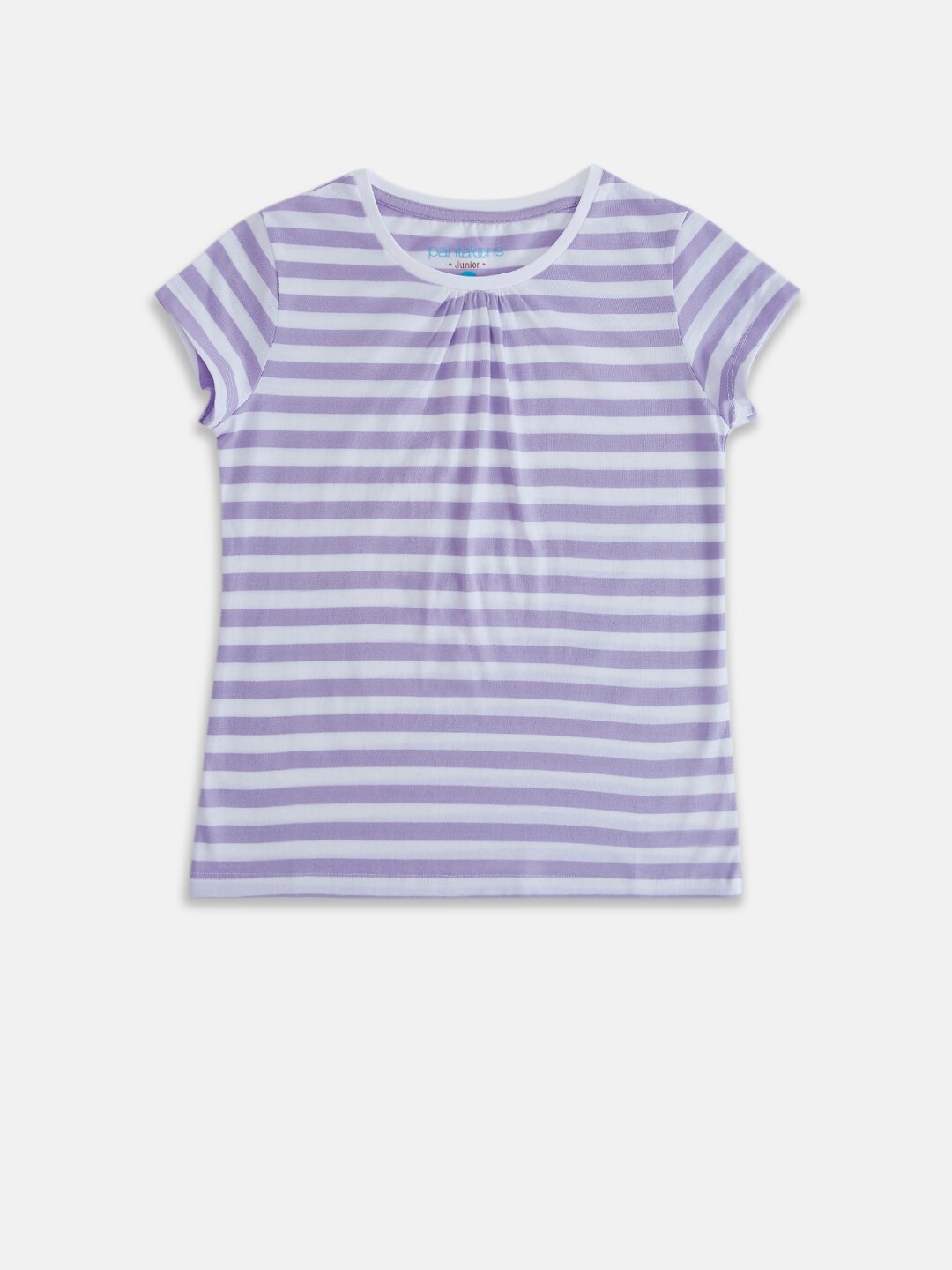 

Pantaloons Junior Girls Lavender Striped Cotton T-shirt