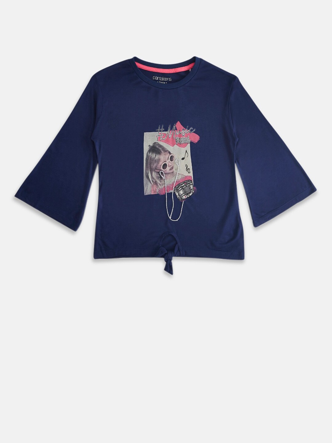 

Pantaloons Junior Girls Navy Blue Printed T-shirt