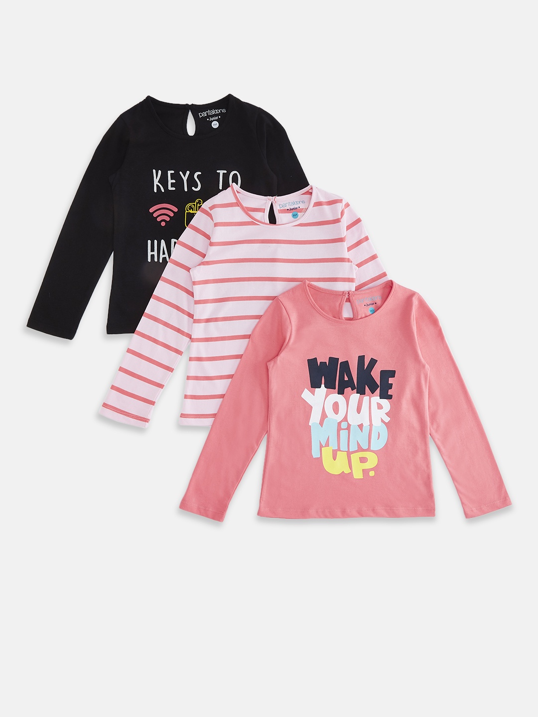 

Pantaloons Junior Girls Pink Typography Set Of 2 Printed T-shirt
