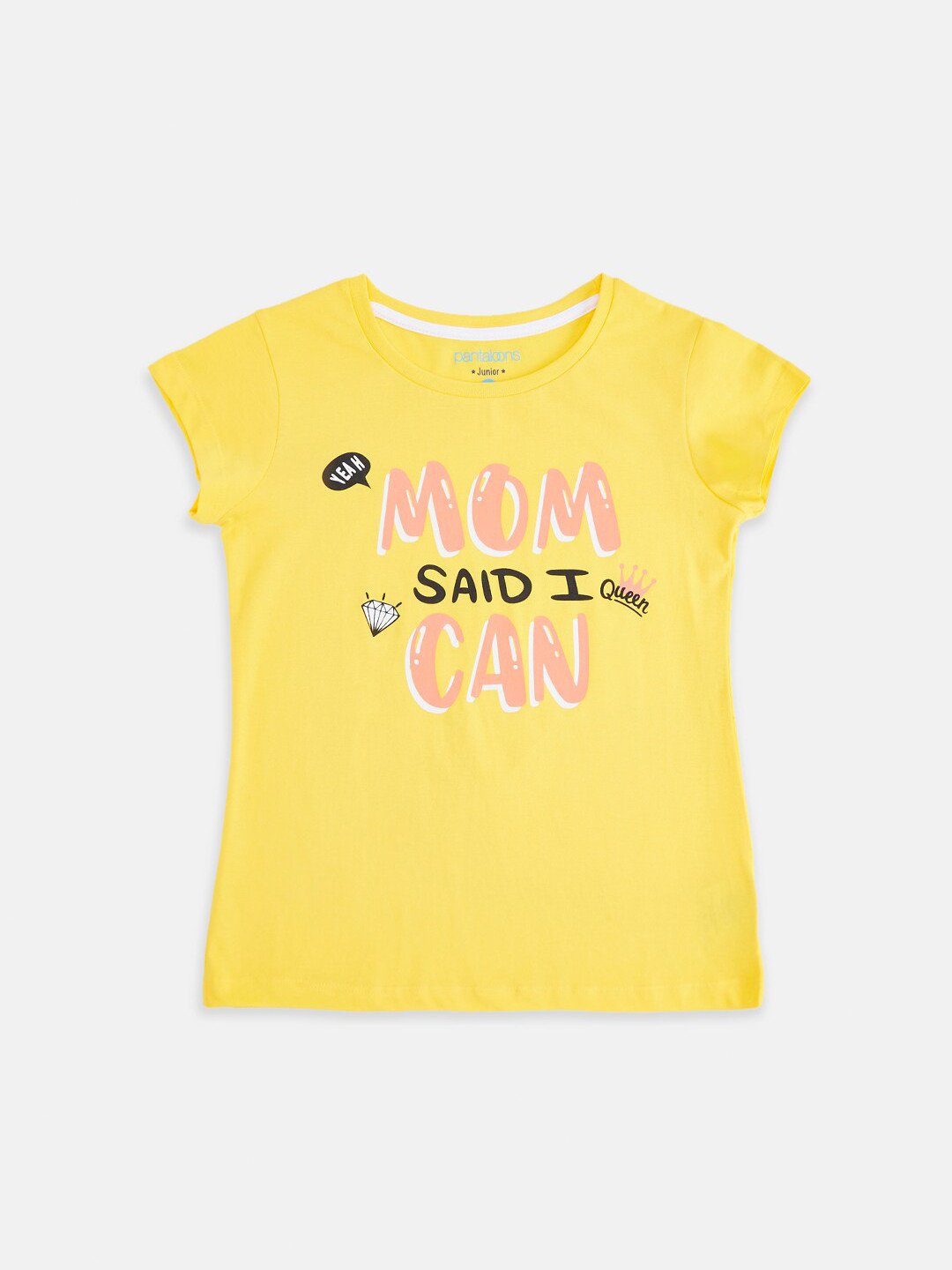 

Pantaloons Junior Girls Yellow Typography Printed Cotton T-shirt