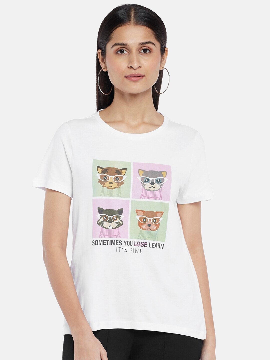

People Women White Printed T-shirt