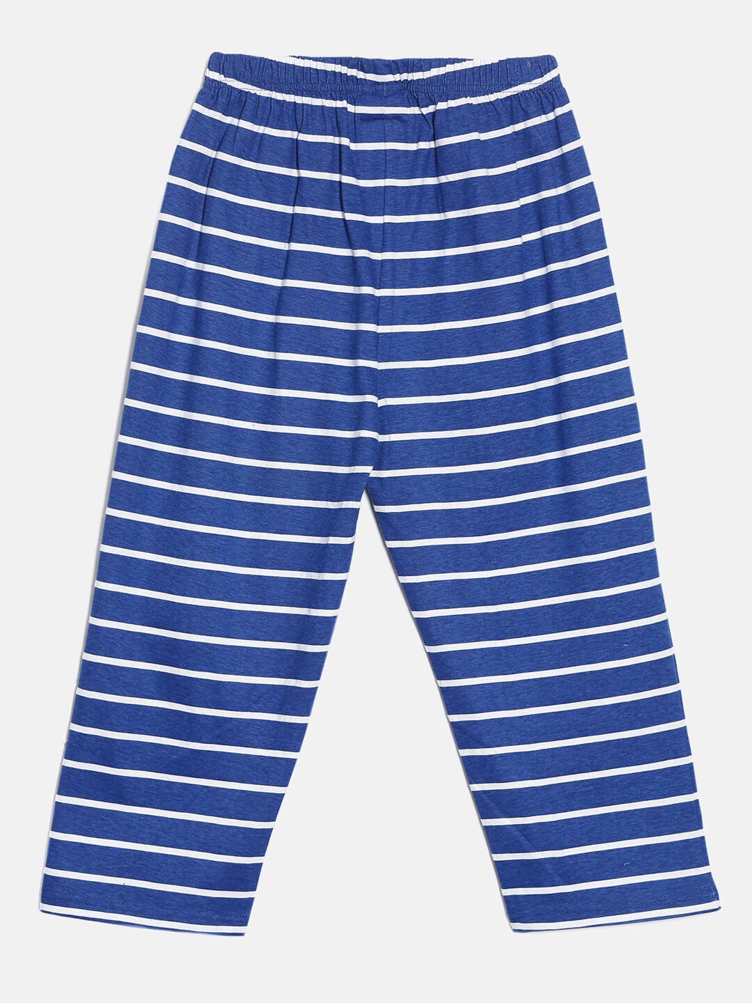 

SEIYON Girls Navy Blue & White Cotton Striped Capris