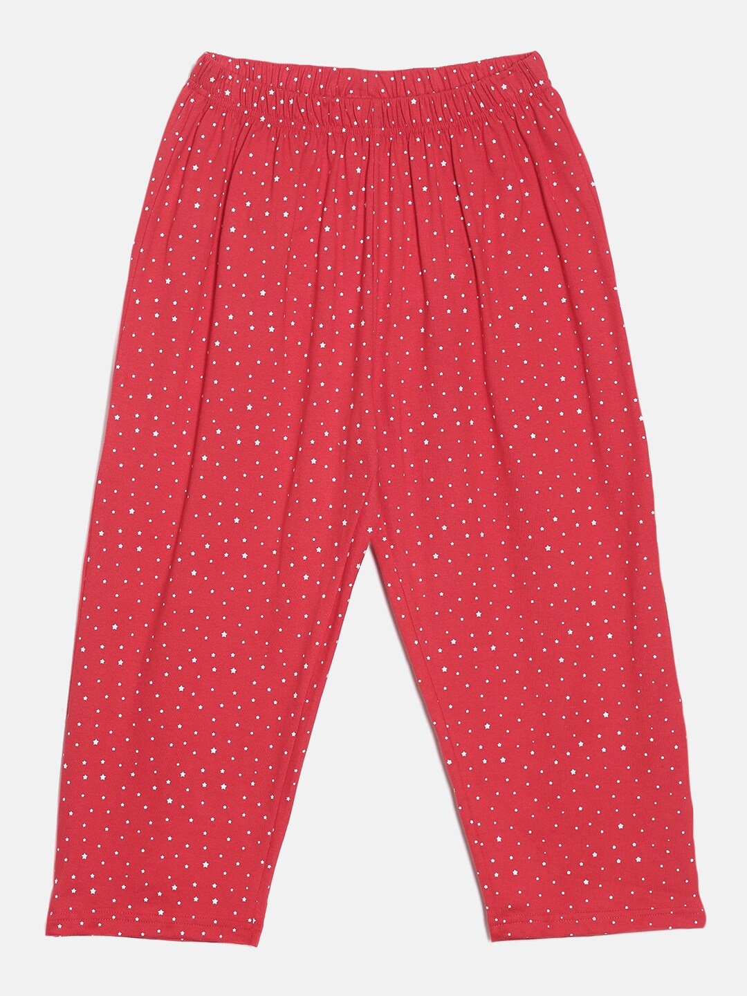 

SEIYON Girls Red & White Cotton Printed Capris