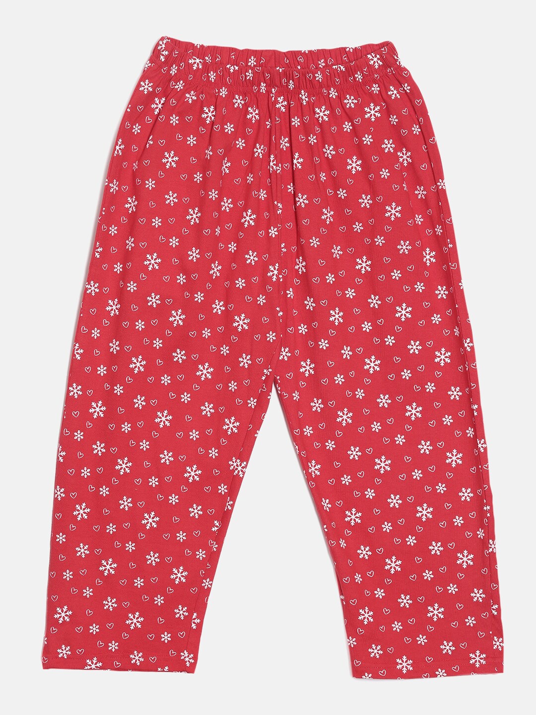 

SEIYON Girls Red & White Printed Cotton Capris