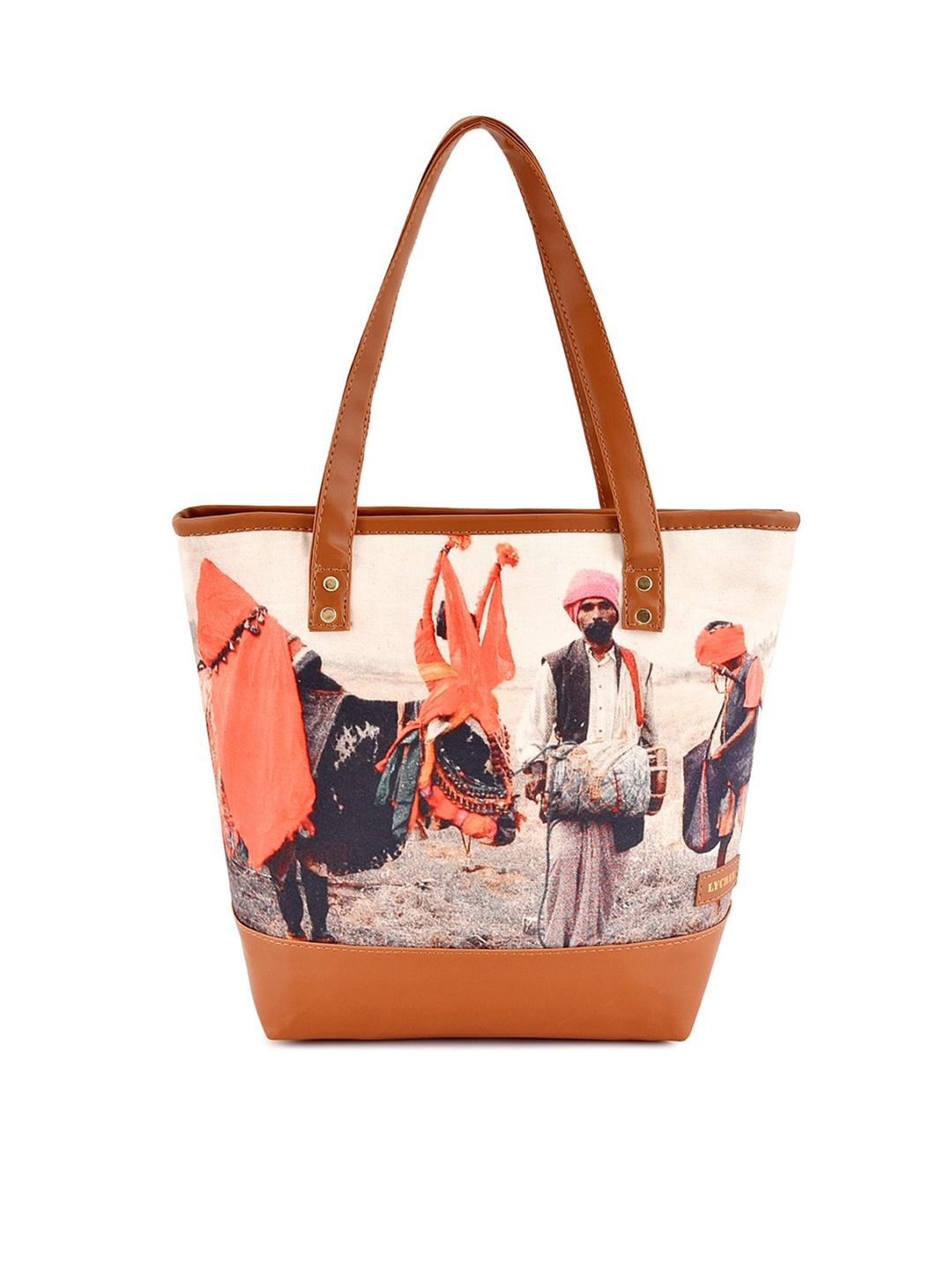 

Lychee bags Tan Printed Structured Shoulder Bag