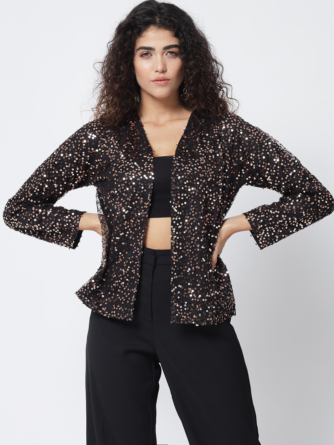 

Trend Arrest Women Brown Sequinned Blazers