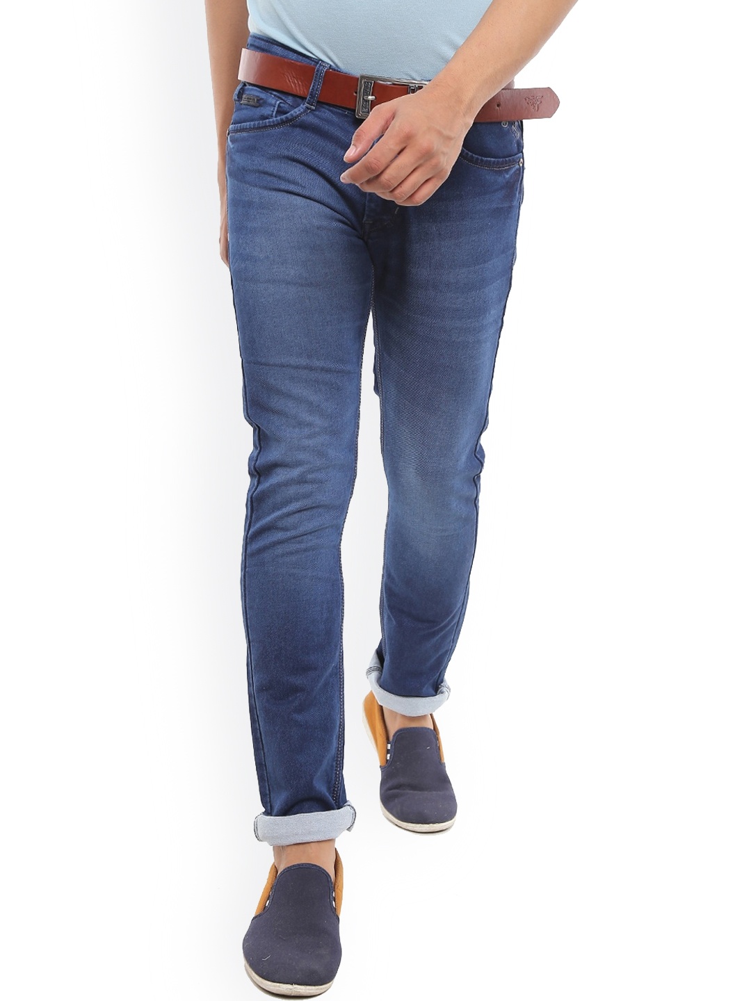 

V-Mart Men Blue Classic Slim Fit Low Distress Light Fade Cotton Jeans