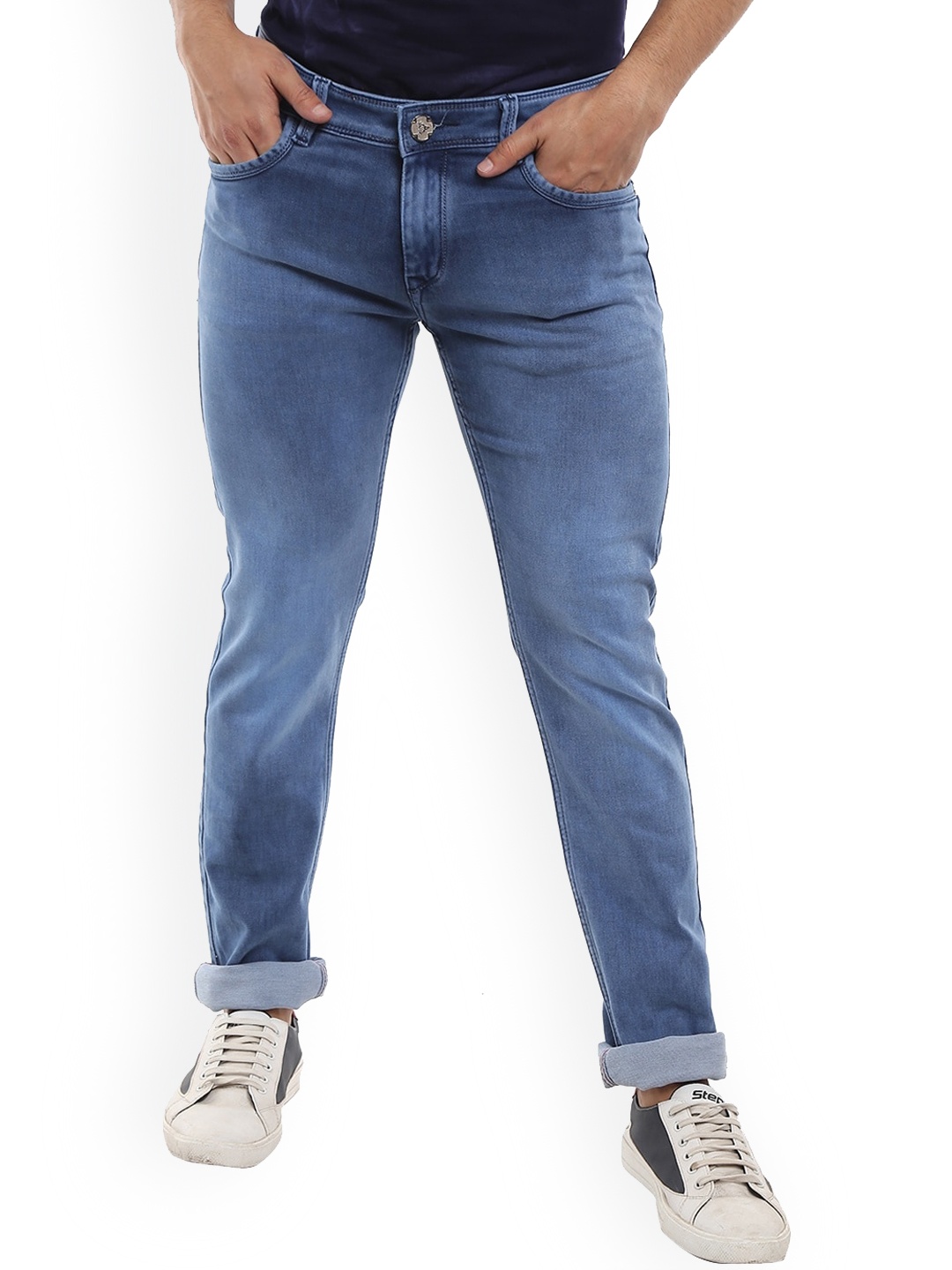 

V-Mart Men Blue Classic Slim Fit Low Distress Light Fade Cotton Jeans