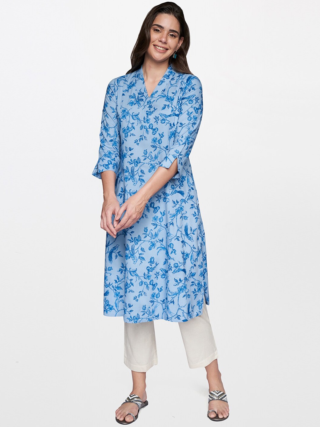 

itse Women Blue Floral Printed Kurta