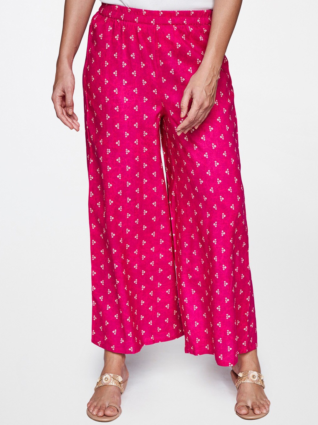 

itse Women Pink & White Printed Flared Ethnic Palazzos