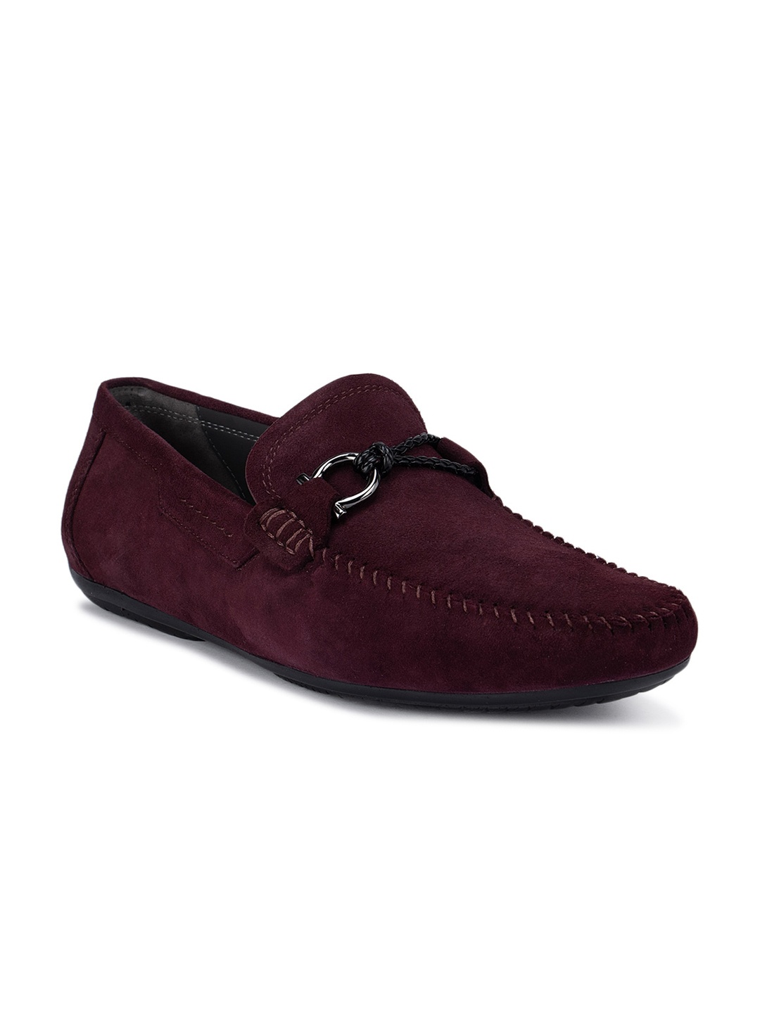 

ROSSO BRUNELLO Men Burgundy Suede Loafers