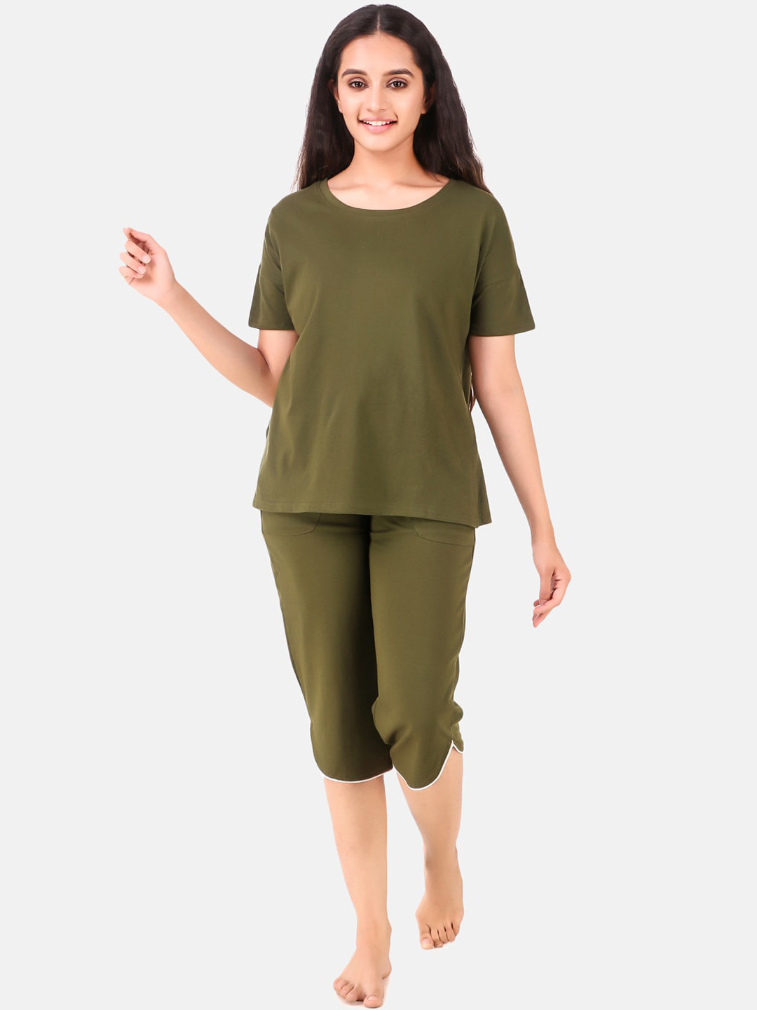 

Masha Women Olive Green Night suit