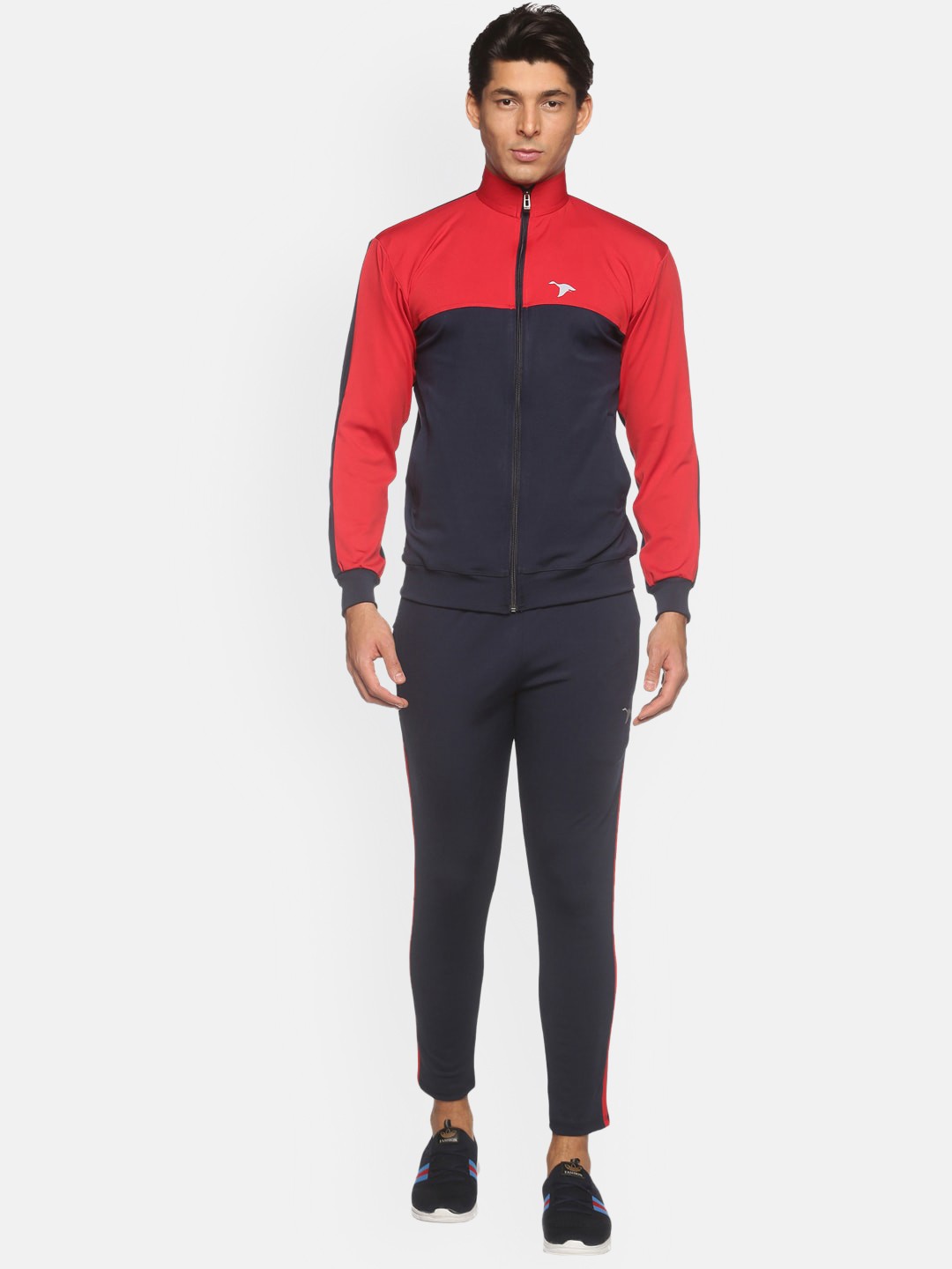 

HPS Sports Men Grey & Red Colourblocked Track Suit