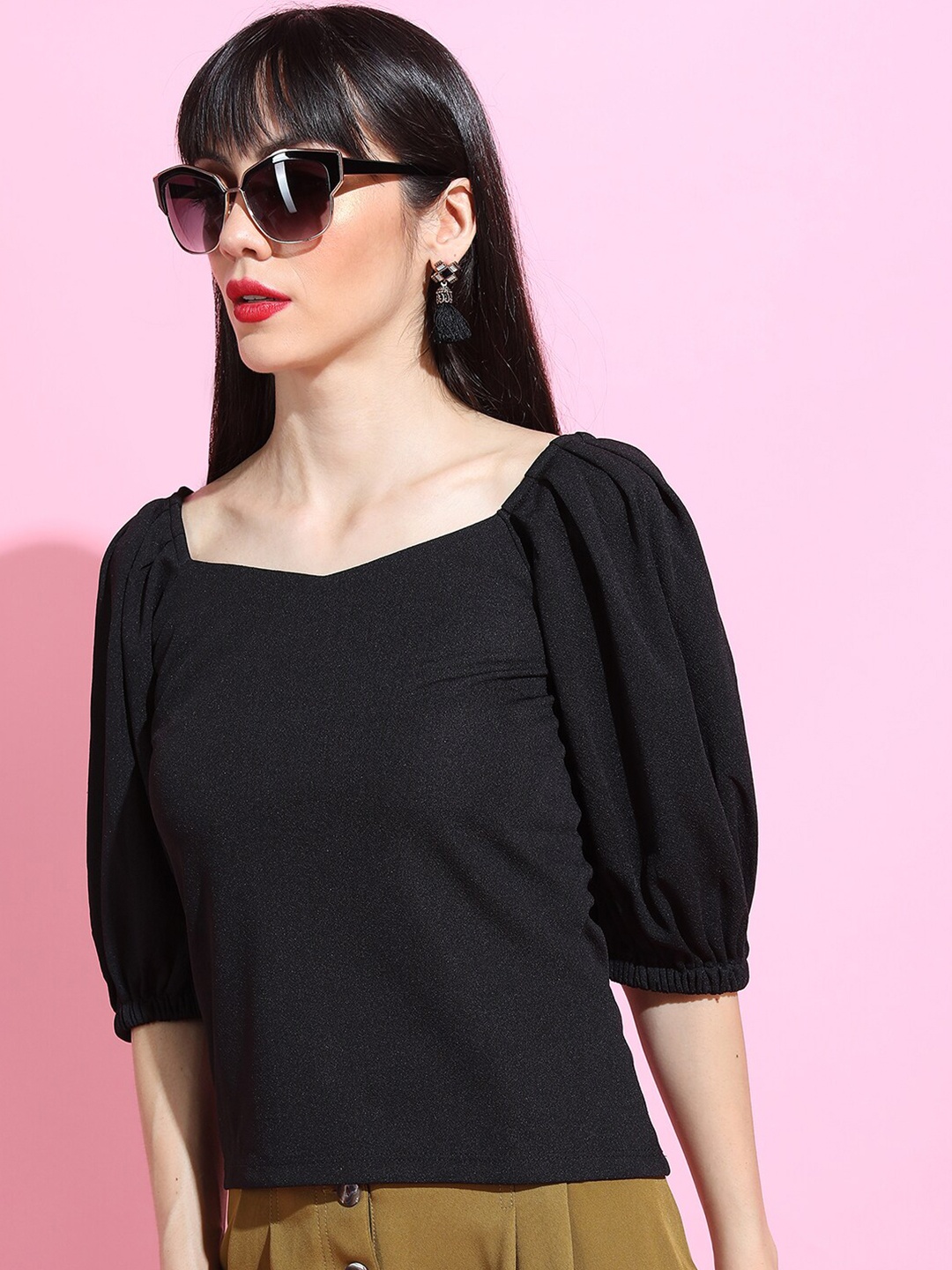 

Basics By Tokyo Talkies Black Solid Top