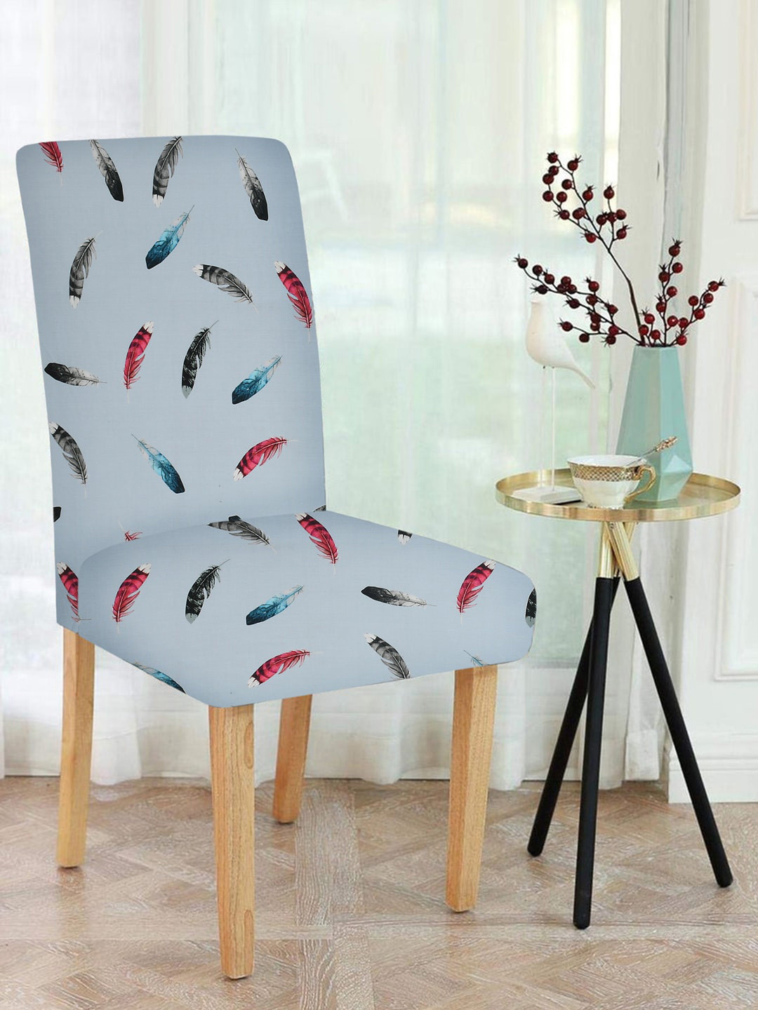 

MULTITEX Set Of 4 Blue & Red Printed Chair Cover