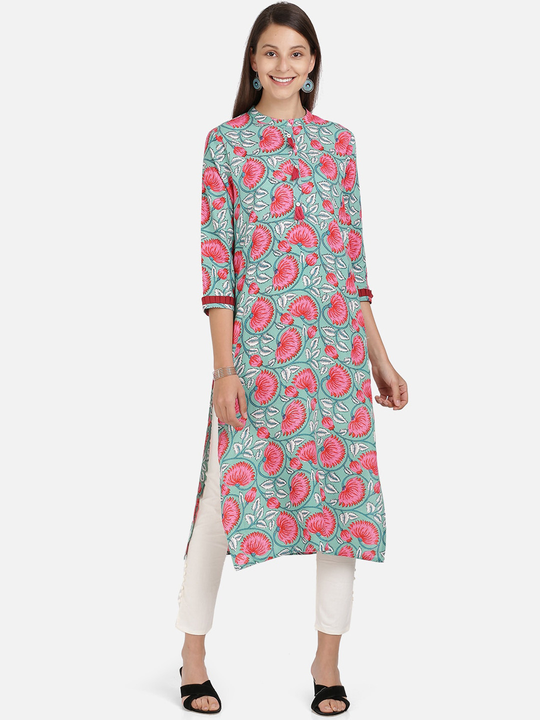 

KALINI Women Blue Floral Printed Kurta