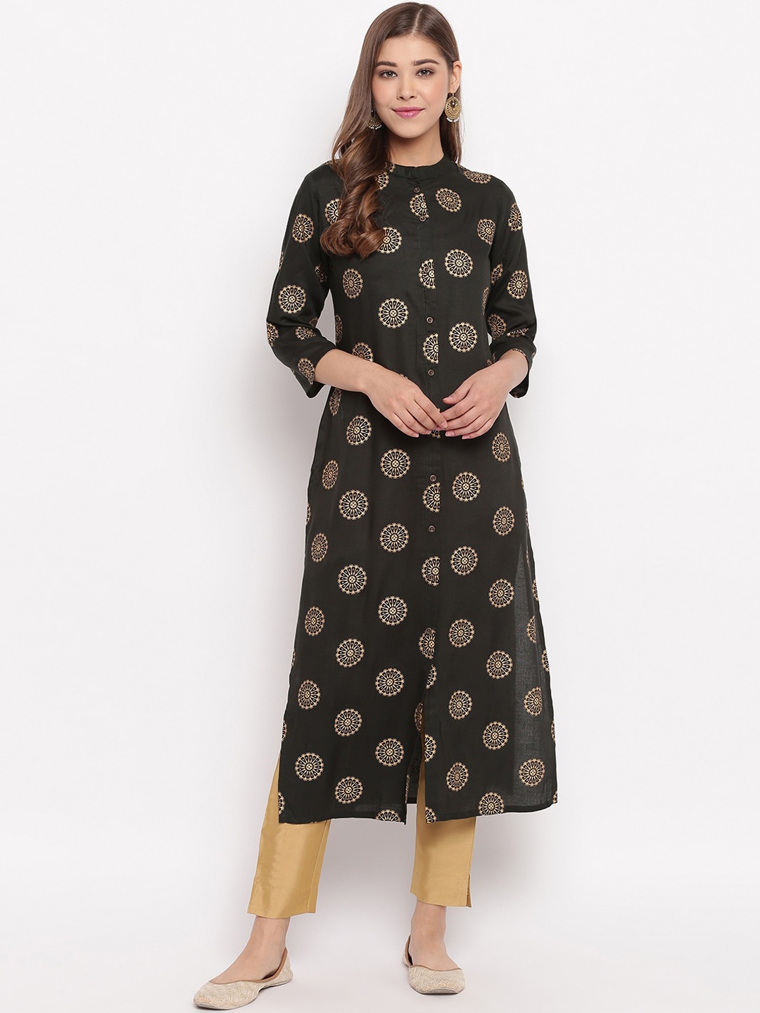 

Vbuyz Women Green Ethnic Motifs Printed Kurta