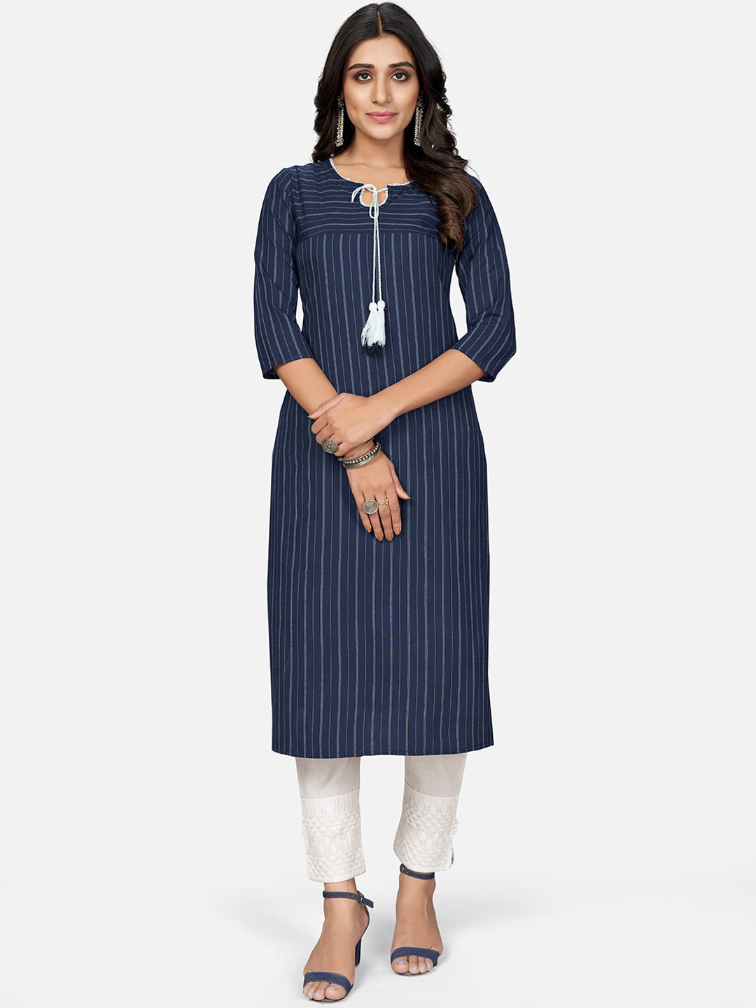 

KALINI Women Blue Striped Kurta