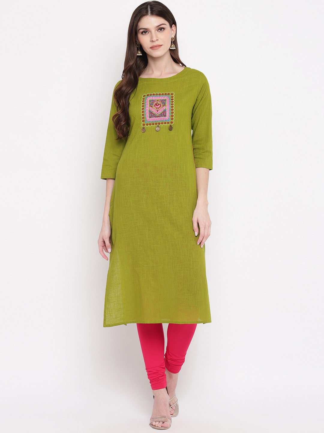 

KALINI Women Green Floral Yoke Design Kurta