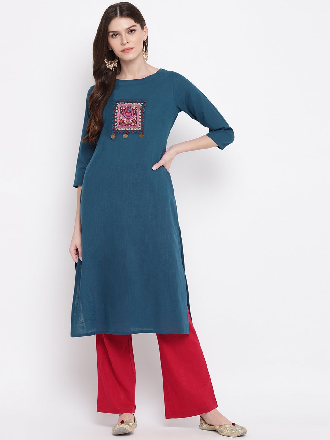 

KALINI Women Blue Yoke Design Kurta