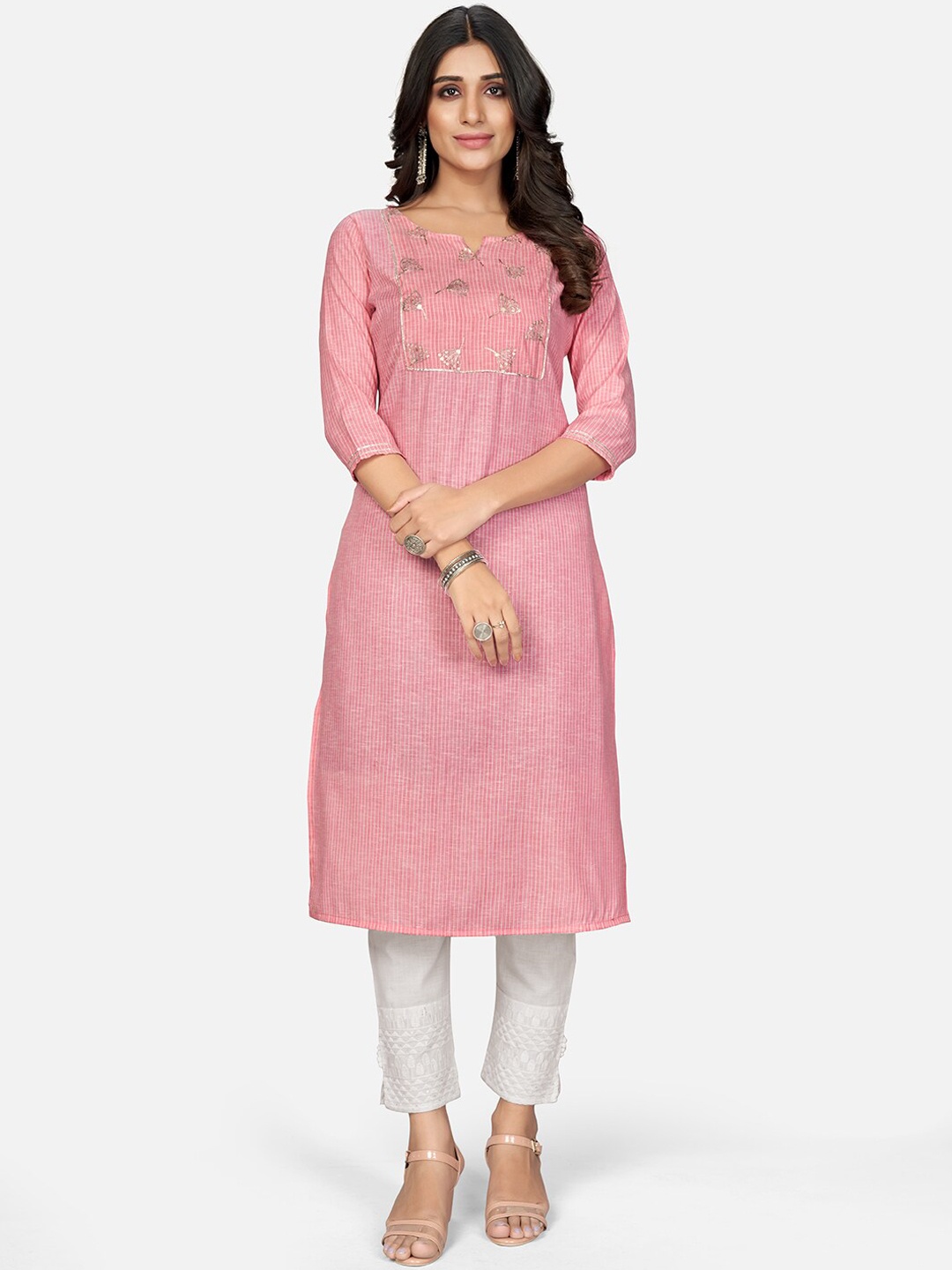

KALINI Women Pink Ethnic Motifs Embroidered Kurta