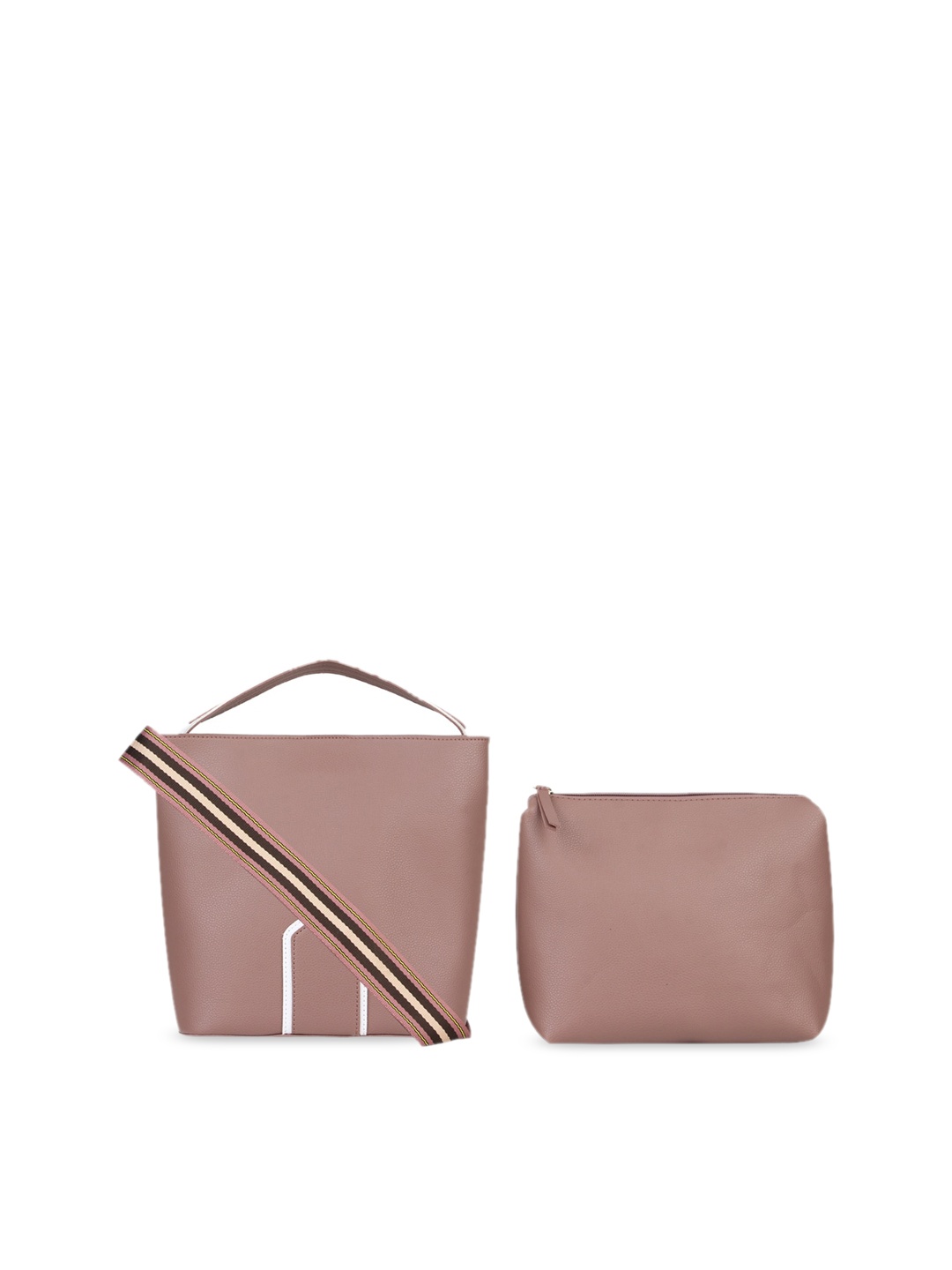 

Addons Purple Striped PU Oversized Structured Shoulder Bag