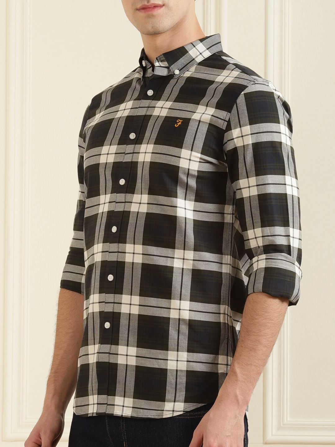

Farah Men Green Tartan Checks Checked Pure Cotton Casual Shirt