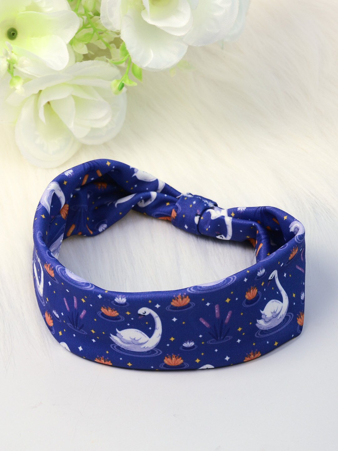 

Ferosh Women Blue & White Printed Knot Hairband