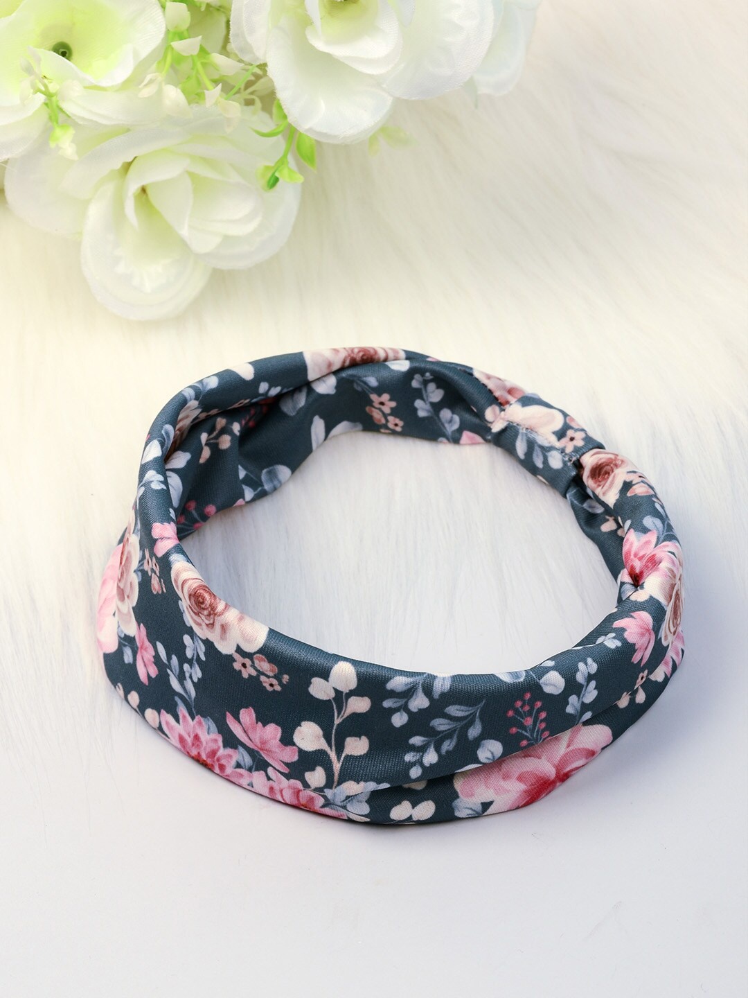 

Ferosh Women Grey & White Printed Hairband