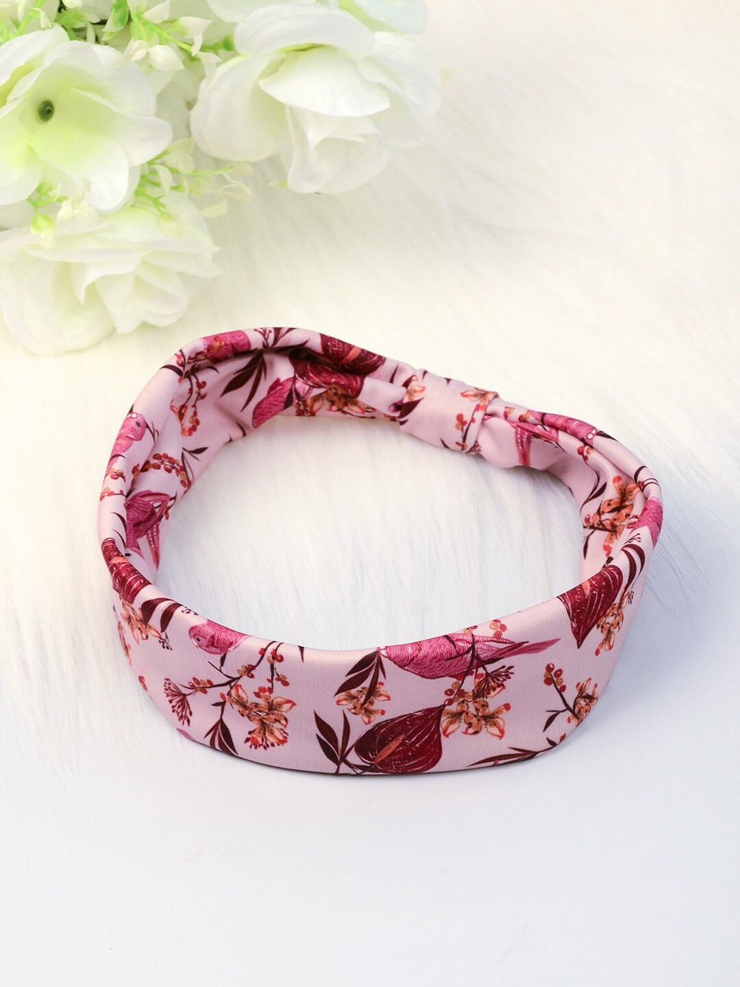 

Ferosh Women Pink & Maroon Printed Hairband