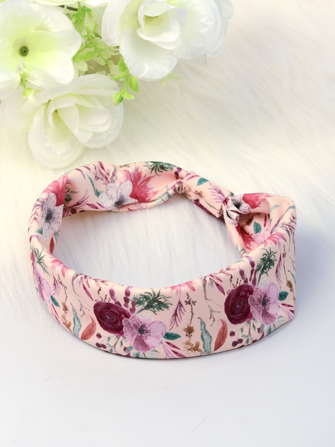 

Ferosh Women Pink & Green Printed Knot Hairband