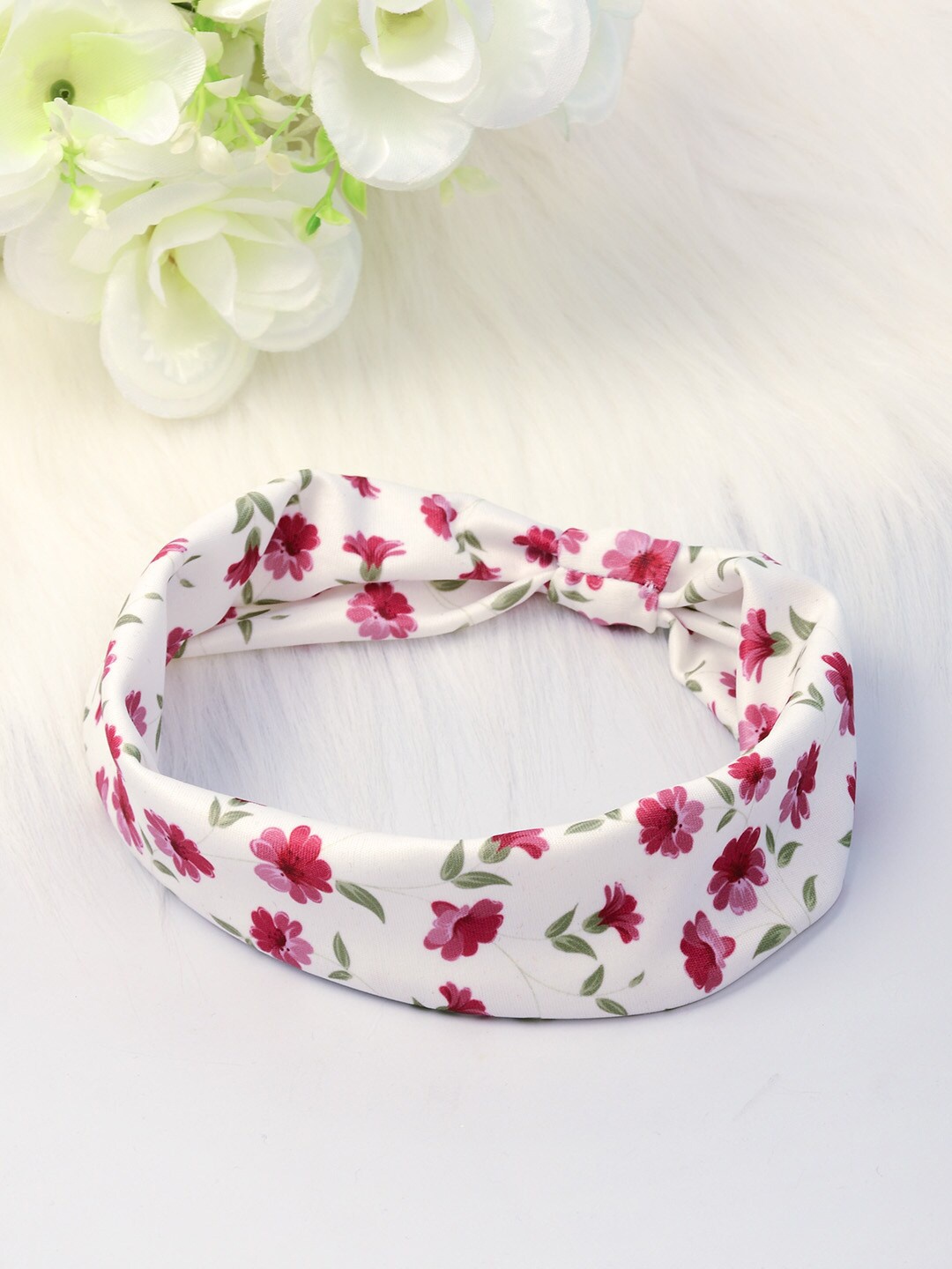 

Ferosh Women White & Pink Printed Hairband