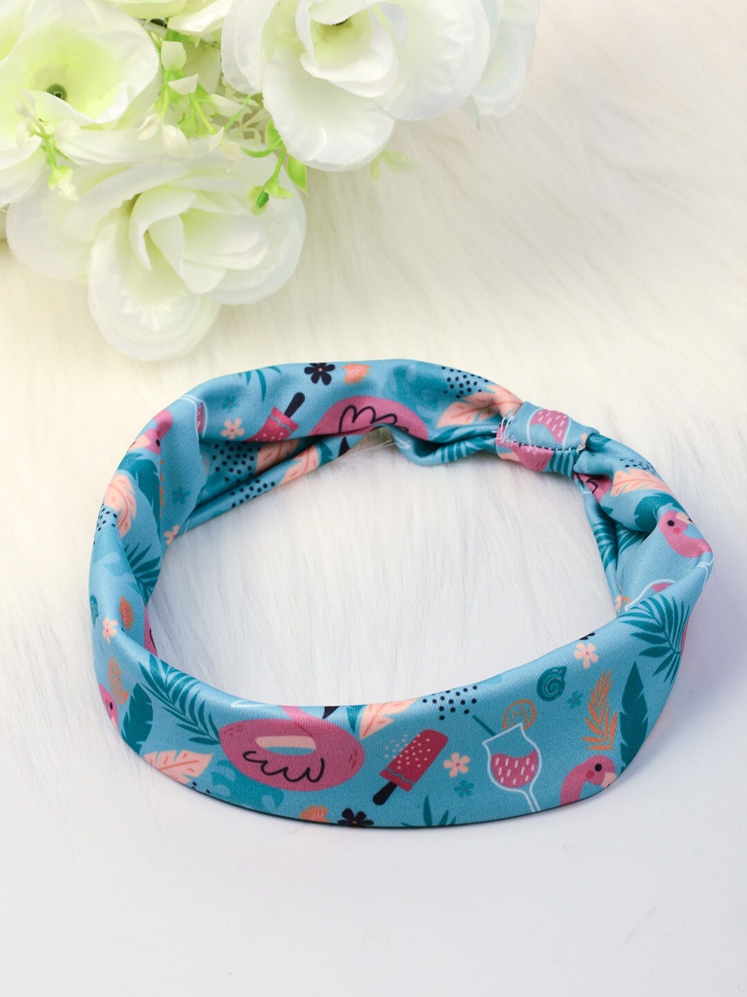 

Ferosh Women Blue & Pink Printed Knot Hairband