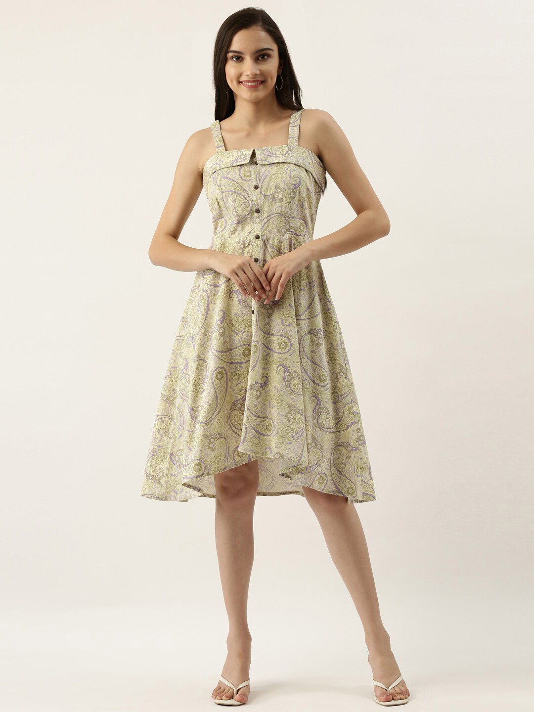 

Zink London Green Bohemian Print Strappy Midi Dress
