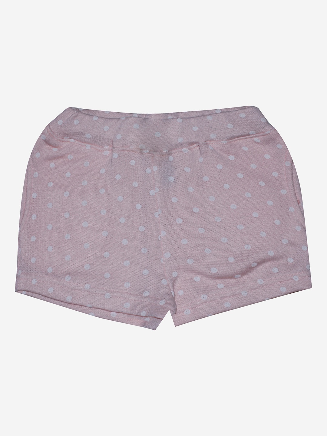 

KiddoPanti Girls Pink Polka Dot Printed Cotton Hot Pants Shorts