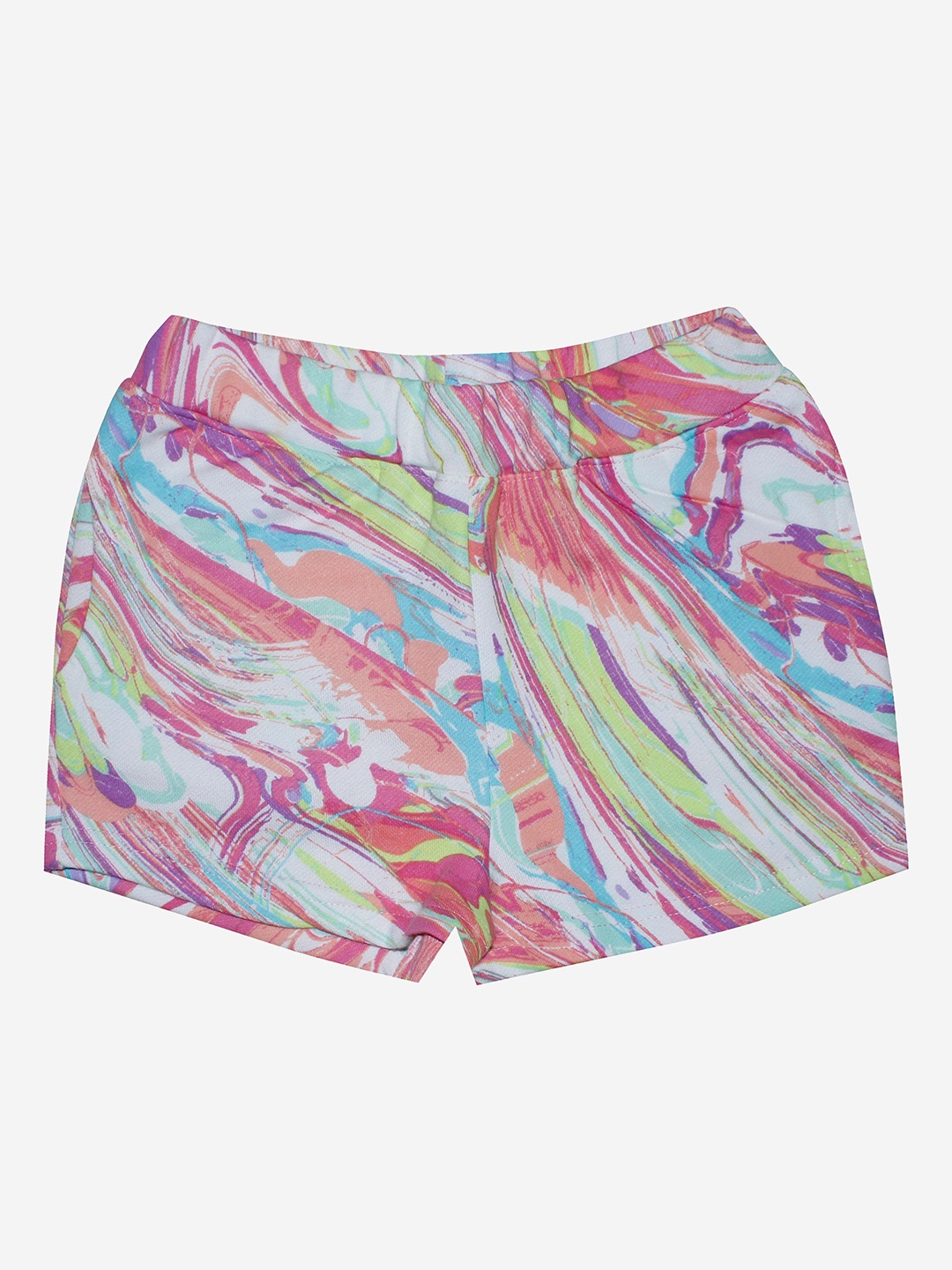 

KiddoPanti Girls Multicoloured Printed Cotton Shorts, Multi