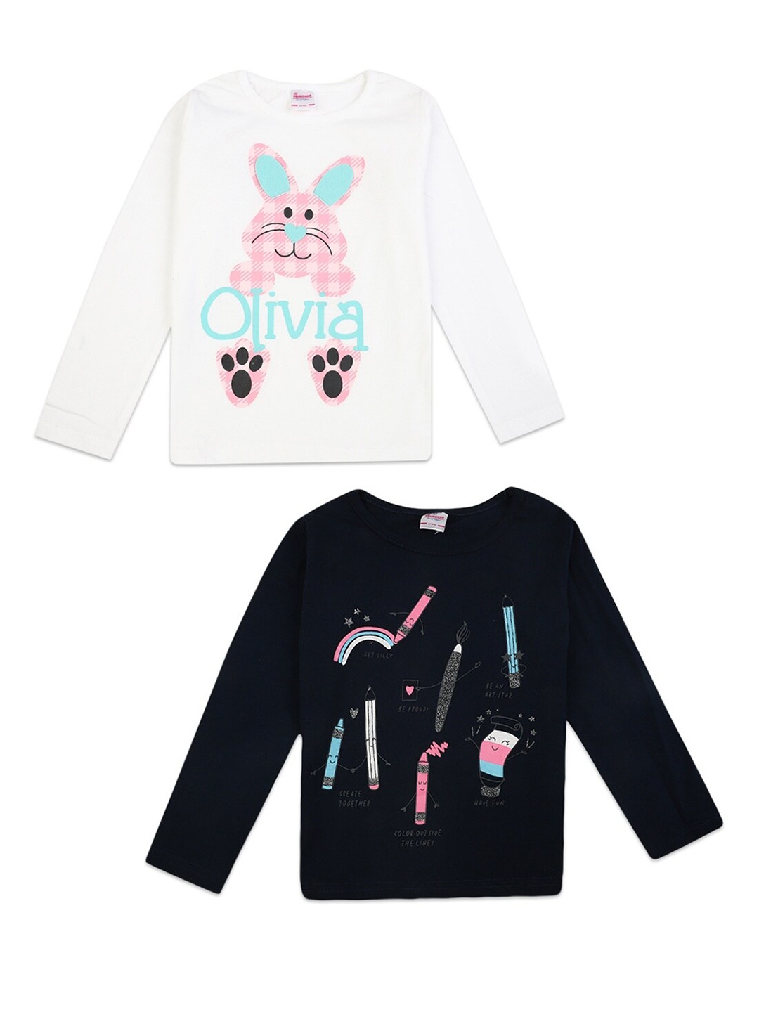 

V-Mart Girls Pack Of 2 Printed T-shirts, White