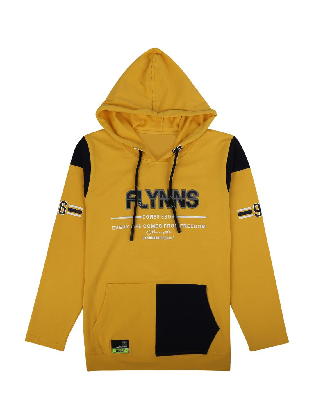 

V-Mart Boys Mustard Yellow & Black Typography Printed T-shirt