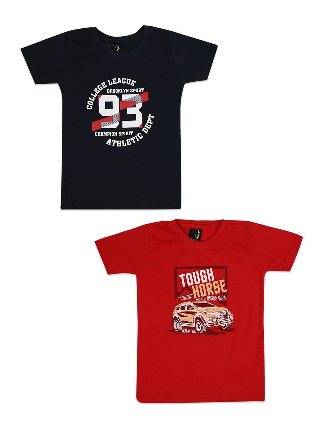 

V-Mart Boys Pack of 2 Red & Black Typography Printed T-shirts