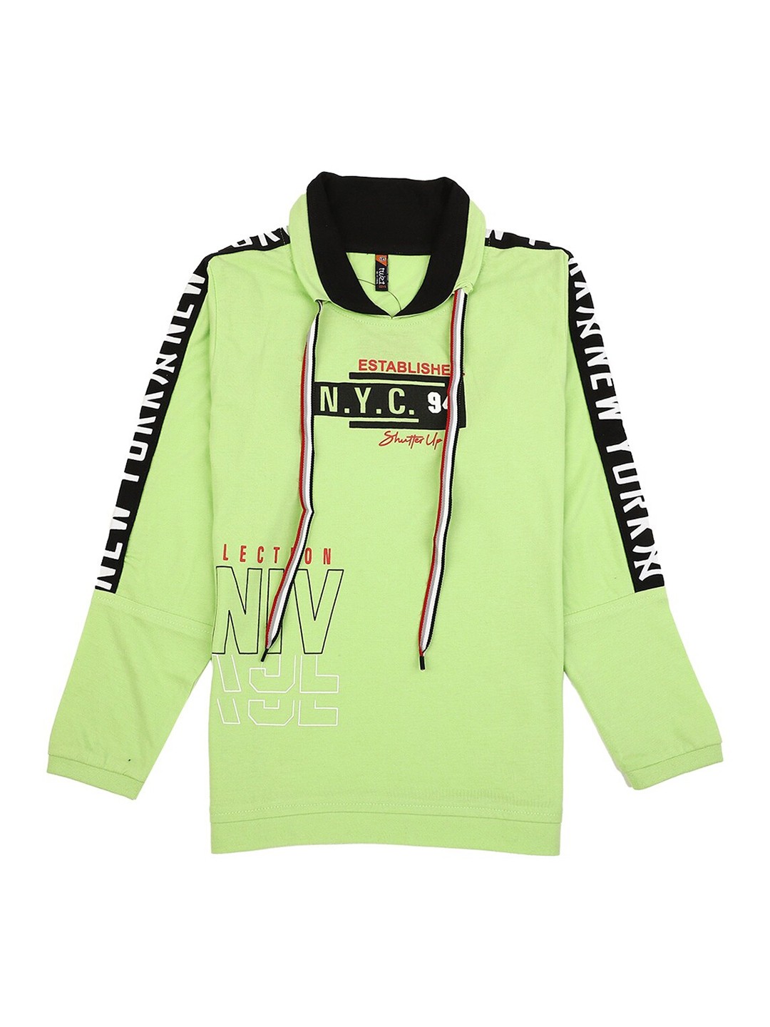 

V-Mart Boys Lime Green Typography Printed High Neck T-shirt