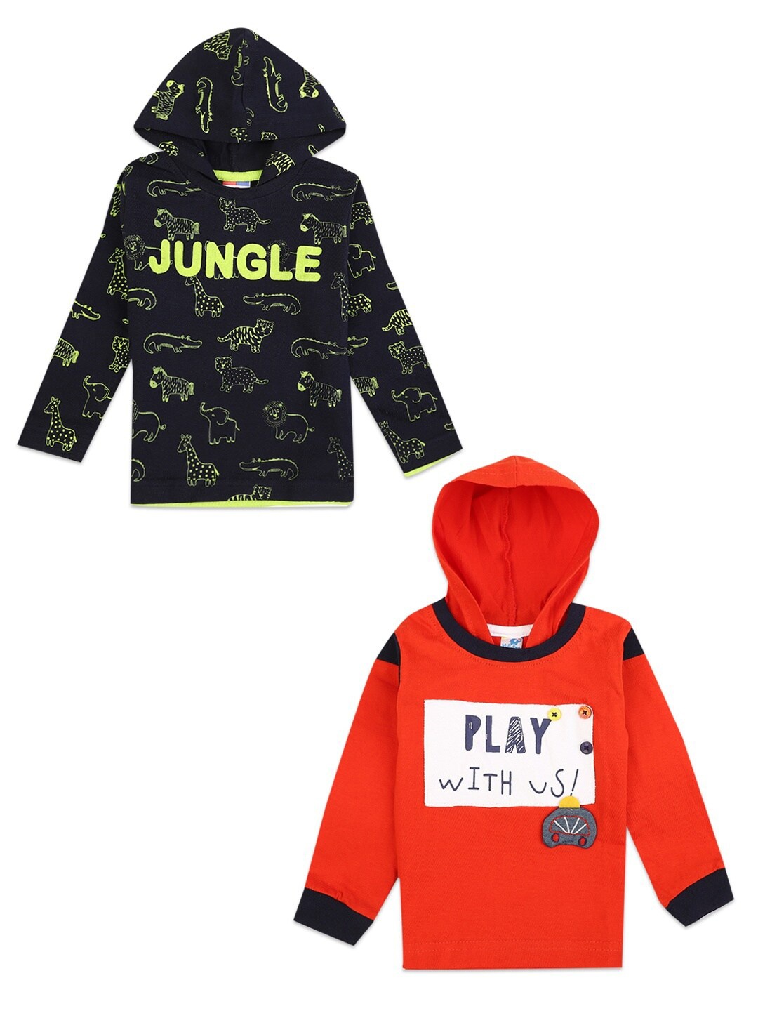 

V-Mart Girls Pack of 2 Red Printed Hooded T-shirts