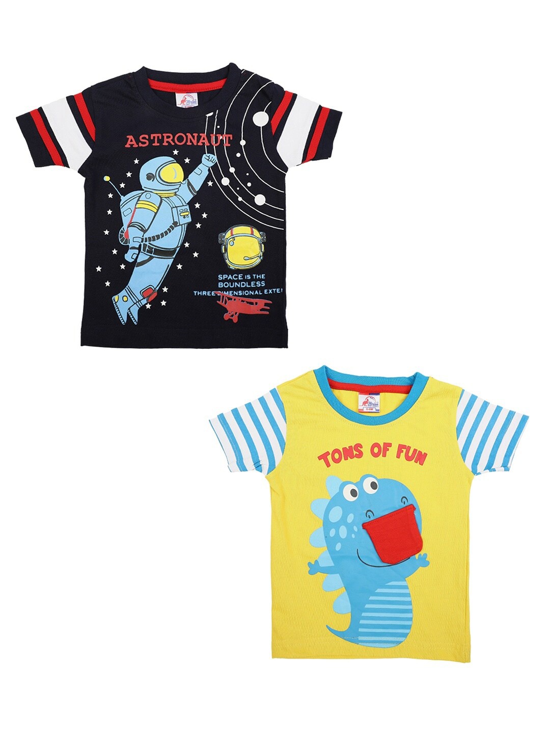 

V-Mart Girls Pack of 2 Yellow & Black Printed T-shirt