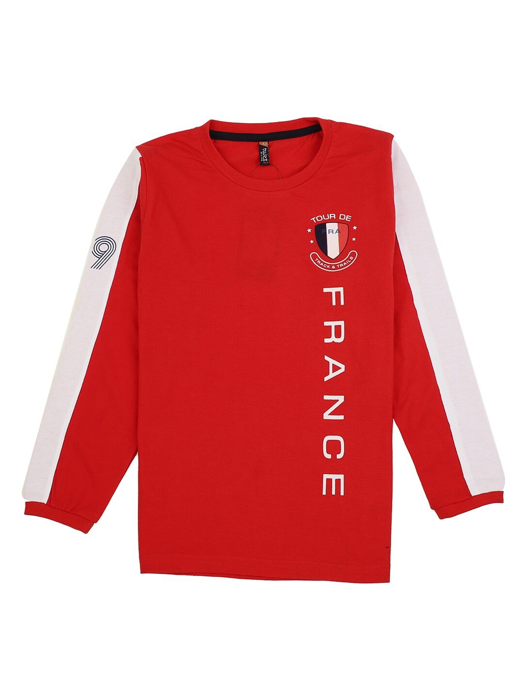 V-Mart Boys Red & White Printed T-shirt