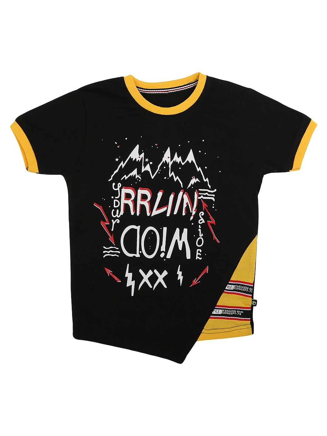 

V-Mart Boys Black Typography Printed Applique T-shirt