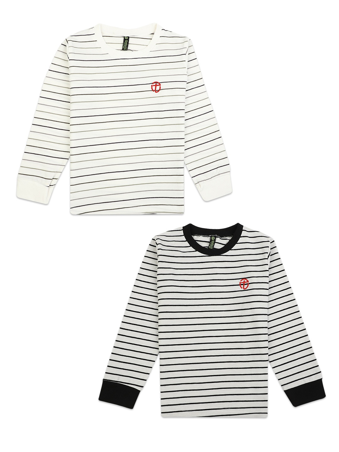 

V-Mart Boys Pack of 2 Grey Striped T-shirt