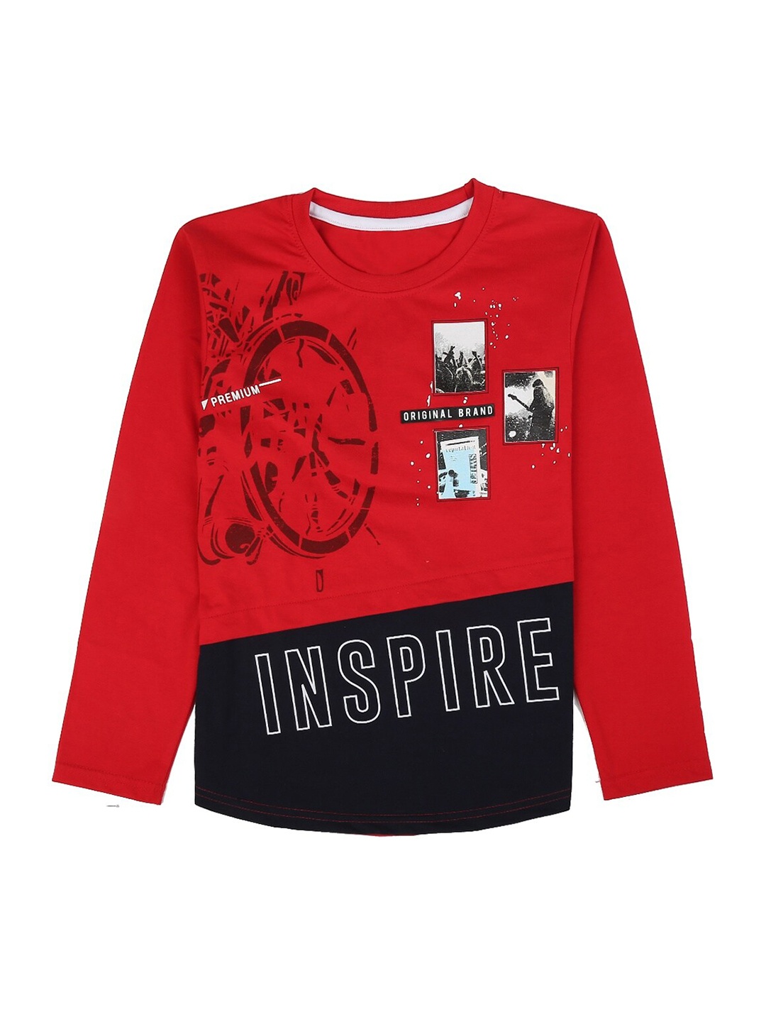

V-Mart Boys Red & Black Typography Printed T-shirt